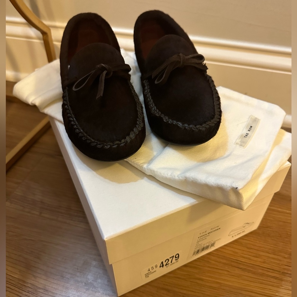 The Row Moccasin Loafers Brown Pony Hair Slip On Size 37.5 EU